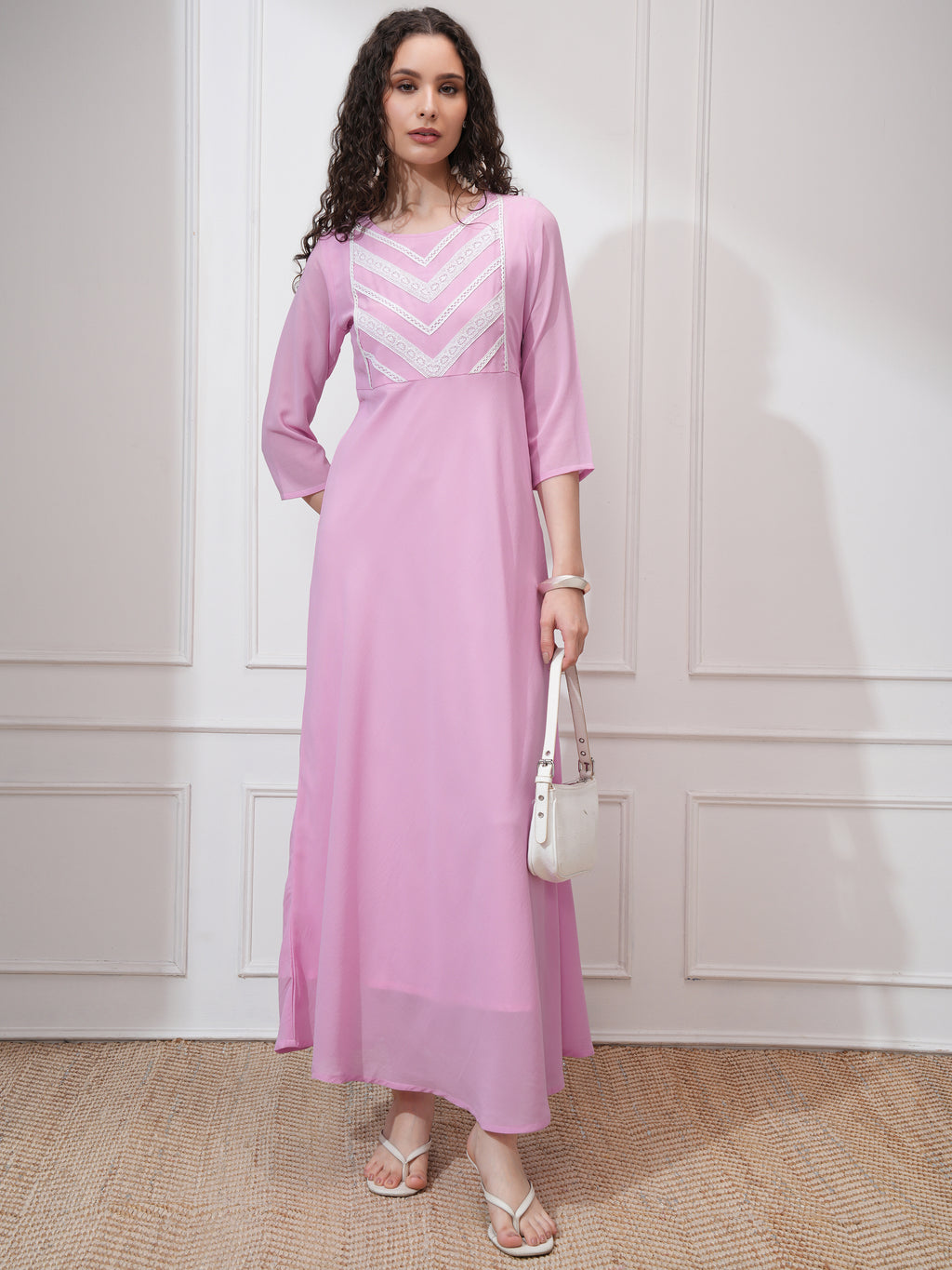 Vishudh women Mauve Solid Maxi Dress - Mauve - Image 2