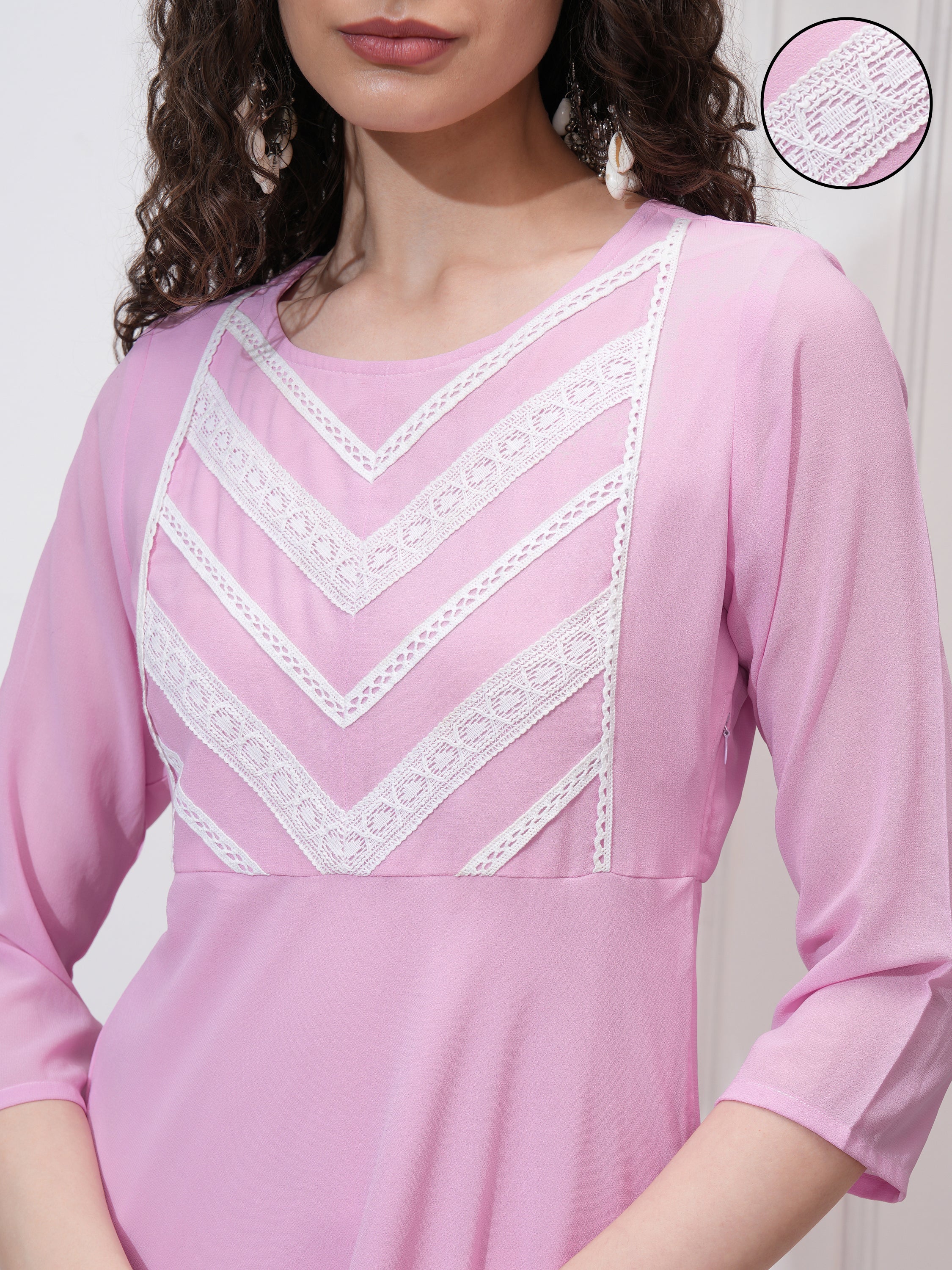 Vishudh women Mauve Solid Maxi Dress - Mauve - Image 5