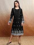 Vishudh Women Black Embroidered A-Line Dress - Black - Image 1