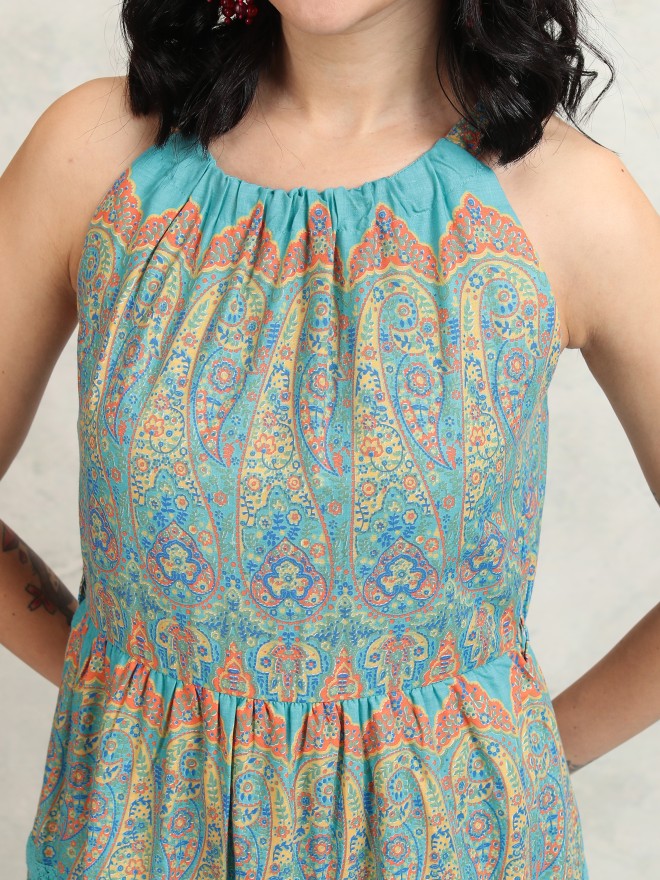 Tokyo Talkies Women Blue Printed Maxi Dress - Blue - Image 5
