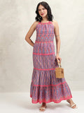 Tokyo Talkies Women Pink Printed Maxi Dress - Pink - Image 1