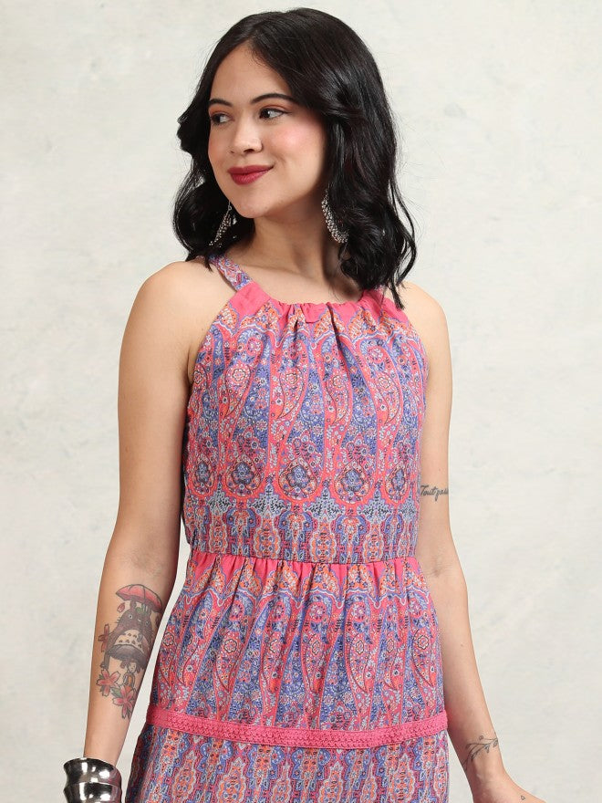 Tokyo Talkies Women Pink Printed Maxi Dress - Pink - Image 2
