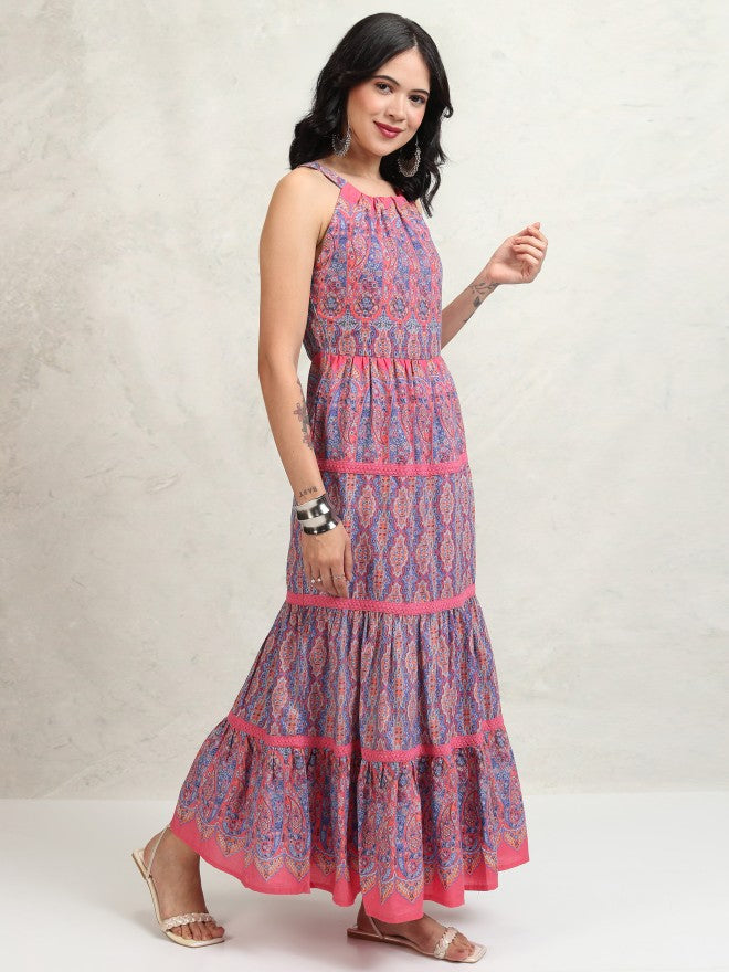 Tokyo Talkies Women Pink Printed Maxi Dress - Pink - Image 6