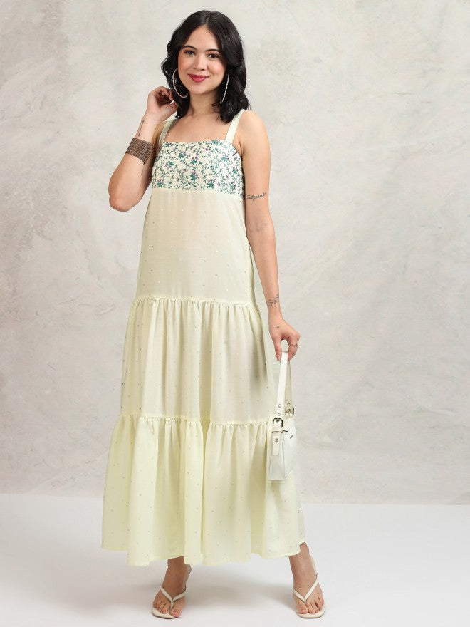 Tokyo Talkies Women White Self Design Fit and Flare Dress - White - Image 1