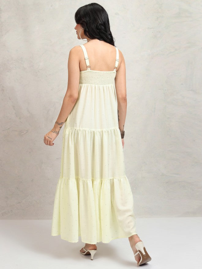 Tokyo Talkies Women White Self Design Fit and Flare Dress - White - Image 3