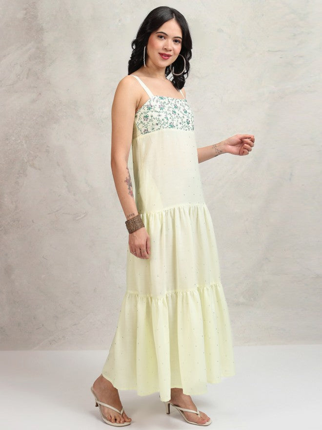 Tokyo Talkies Women White Self Design Fit and Flare Dress - White - Image 6