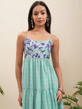 Vishudh Women Green Embroidered Fit and Flare Dress - Green - Image 1
