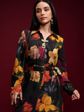 Vishudh Women Black Printed Shirt Dress - Black - Image 1