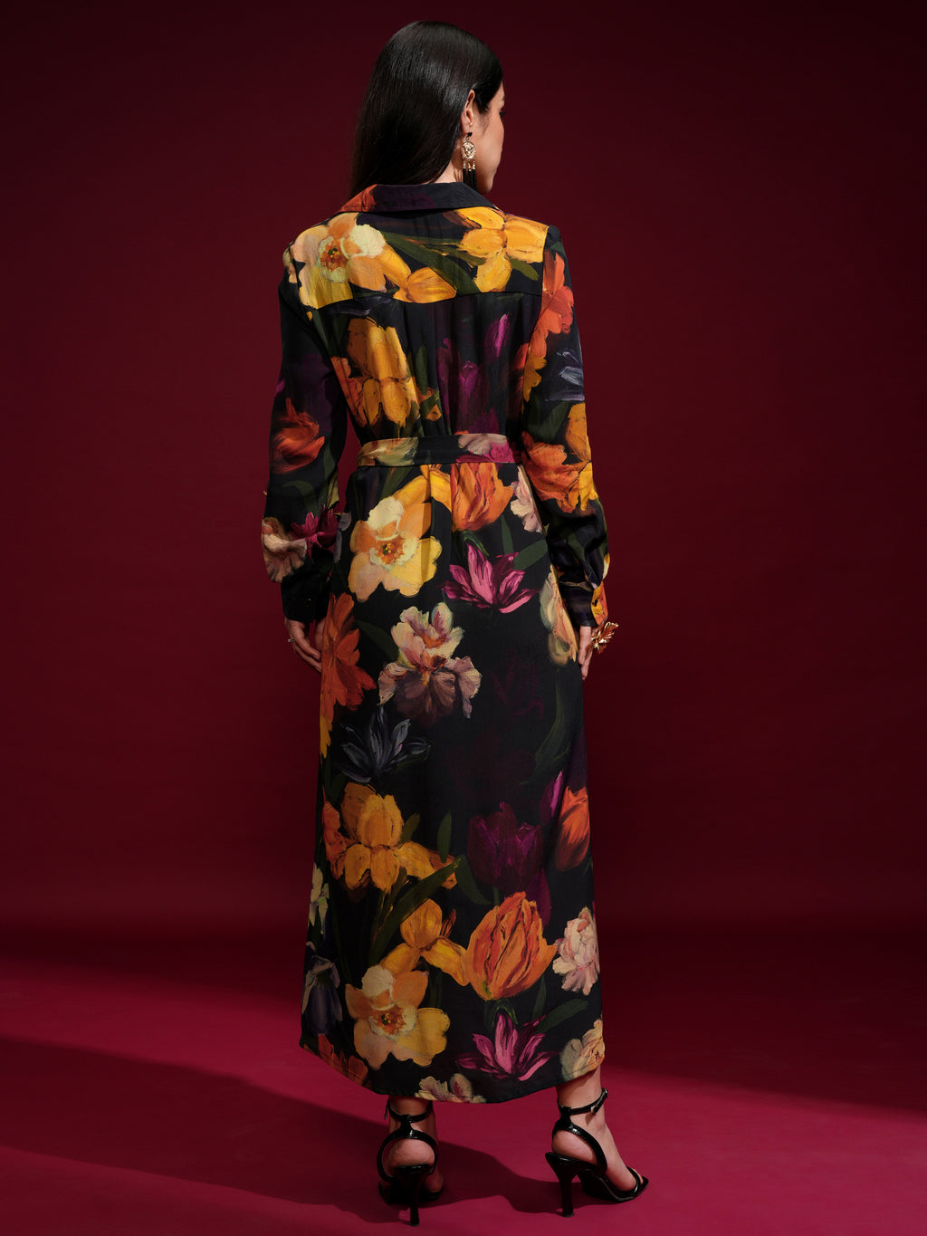Vishudh Women Black Printed Shirt Dress - Black - Image 3
