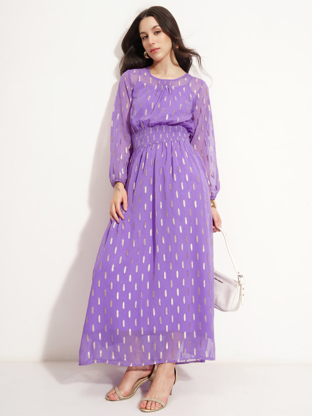 Vishudh Women Lavender Embellished Maxi Dress - Lavender - Image 2