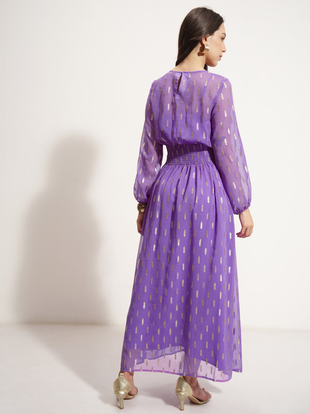 Vishudh Women Lavender Embellished Maxi Dress - Lavender - Image 3