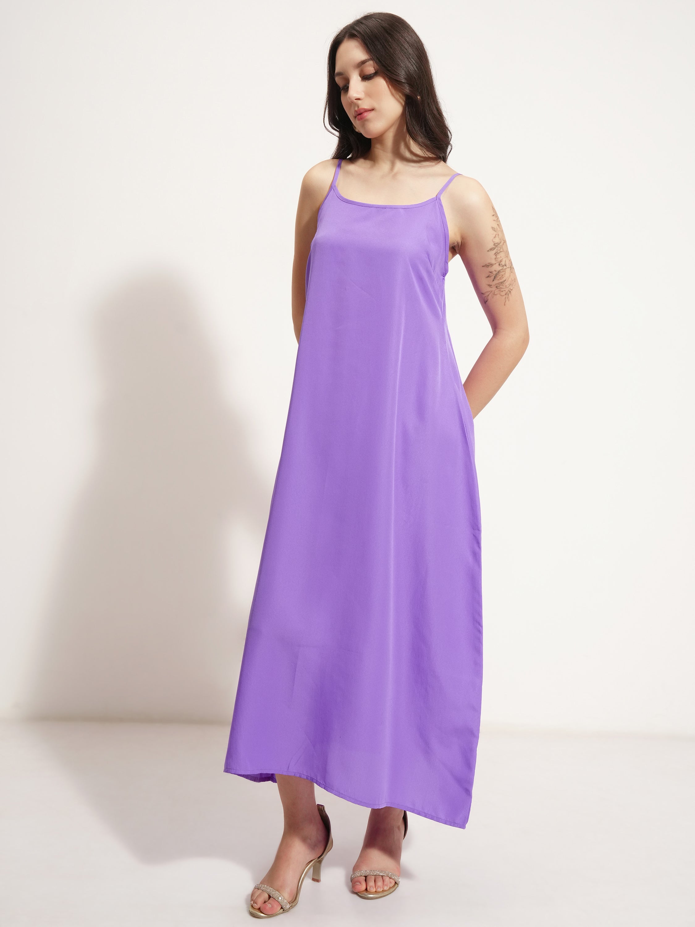 Vishudh Women Lavender Embellished Maxi Dress - Lavender - Image 4