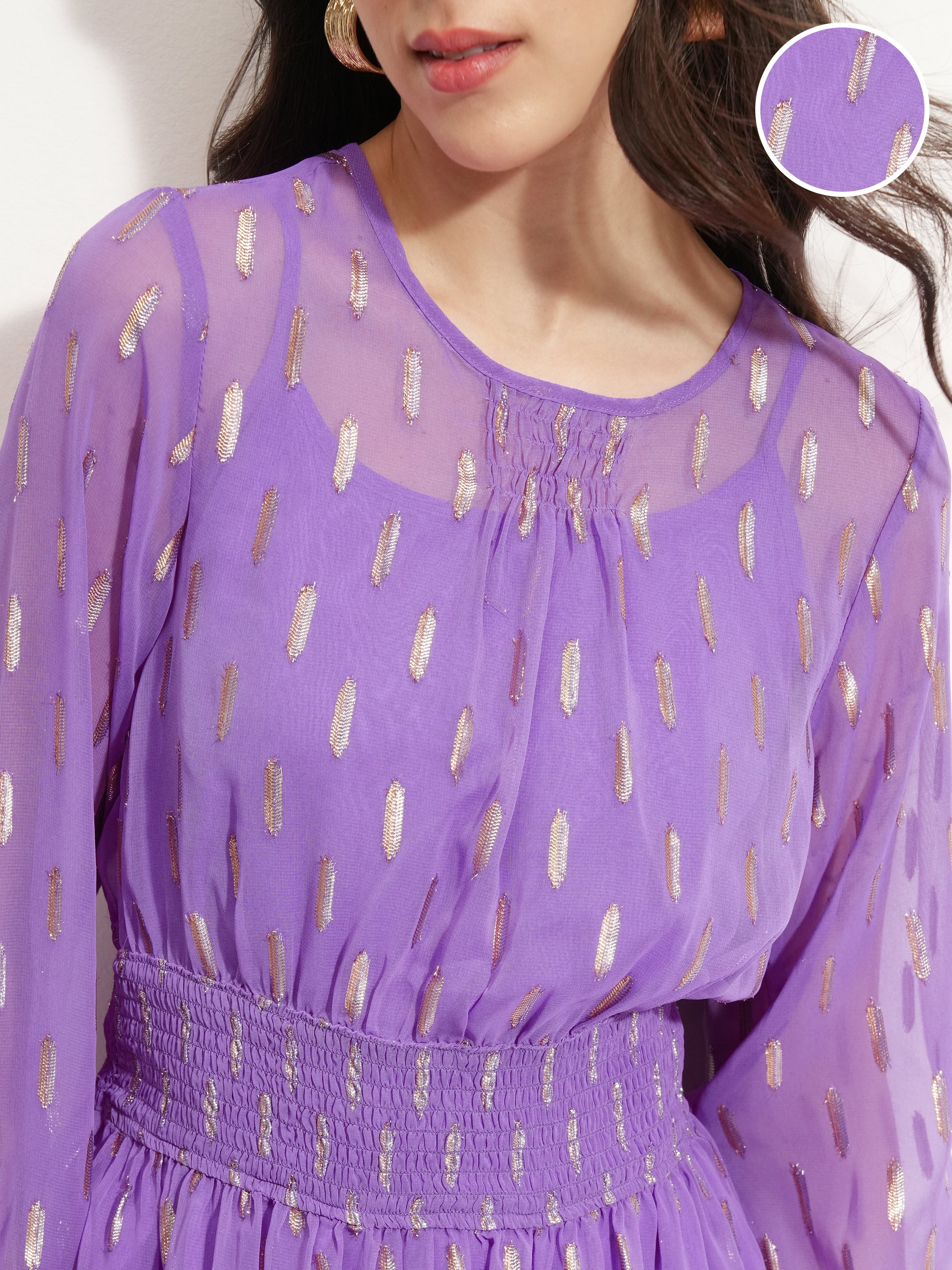 Vishudh Women Lavender Embellished Maxi Dress - Lavender - Image 5