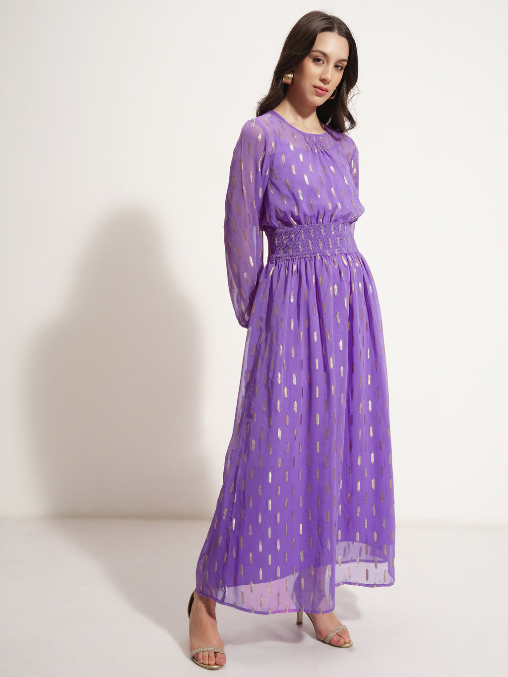 Vishudh Women Lavender Embellished Maxi Dress - Lavender - Image 6