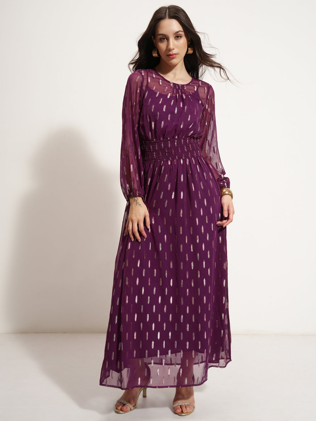 Vishudh Women Purple Embellished Maxi Dress - Purple - Image 2