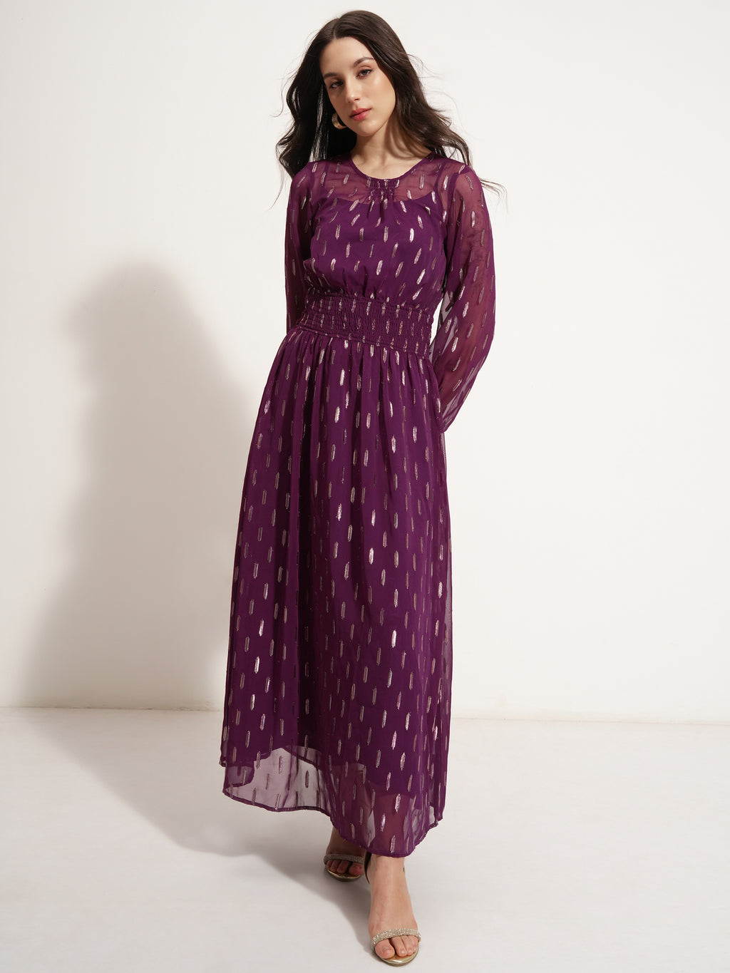 Vishudh Women Purple Embellished Maxi Dress - Purple - Image 4