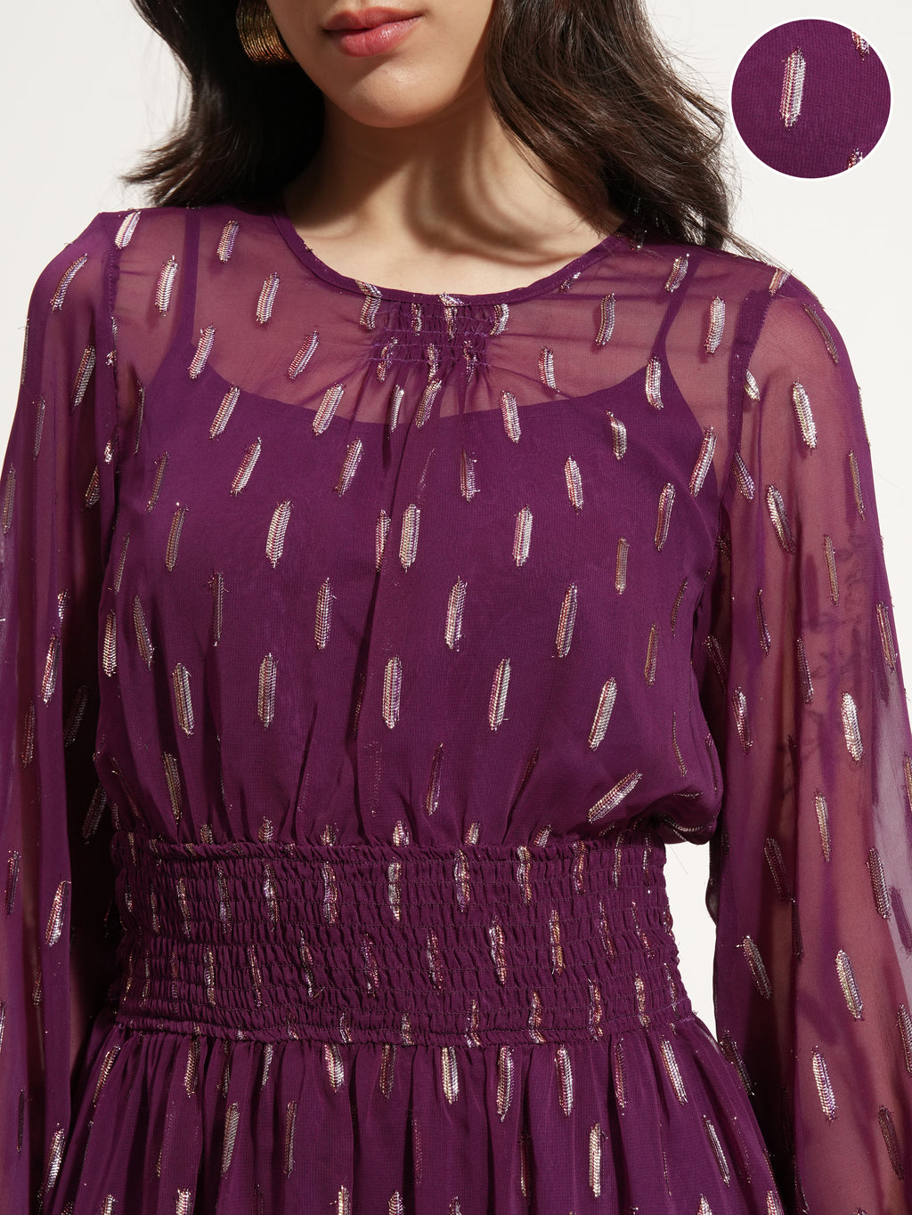 Vishudh Women Purple Embellished Maxi Dress - Purple - Image 5