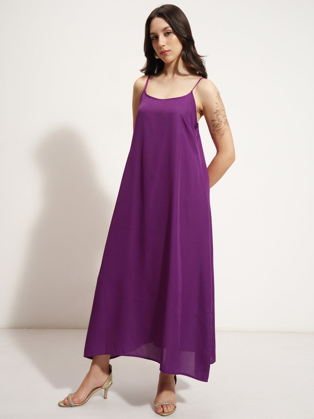 Vishudh Women Purple Embellished Maxi Dress - Purple - Image 7