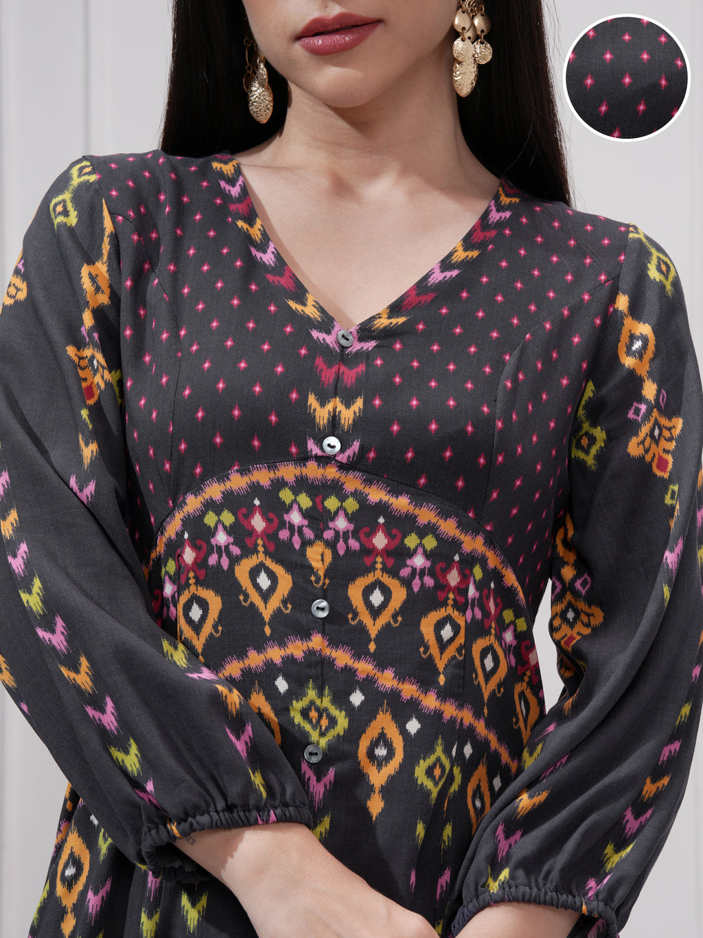 Vishudh Women Black Printed Maxi Dress - Black - Image 5
