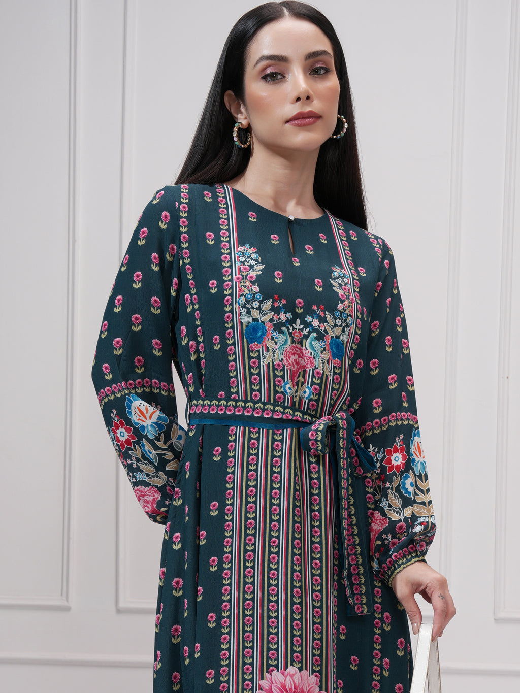 Vishudh women Green Printed Maxi Dress - Green - Image 1
