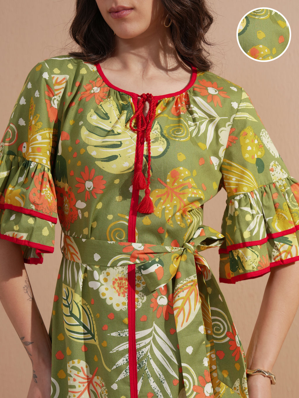 Vishudh Women Green Printed Maxi Dress - Green - Image 5