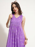 Vishudh Women Lavender Embellished Maxi Dress - Lavender - Image 1