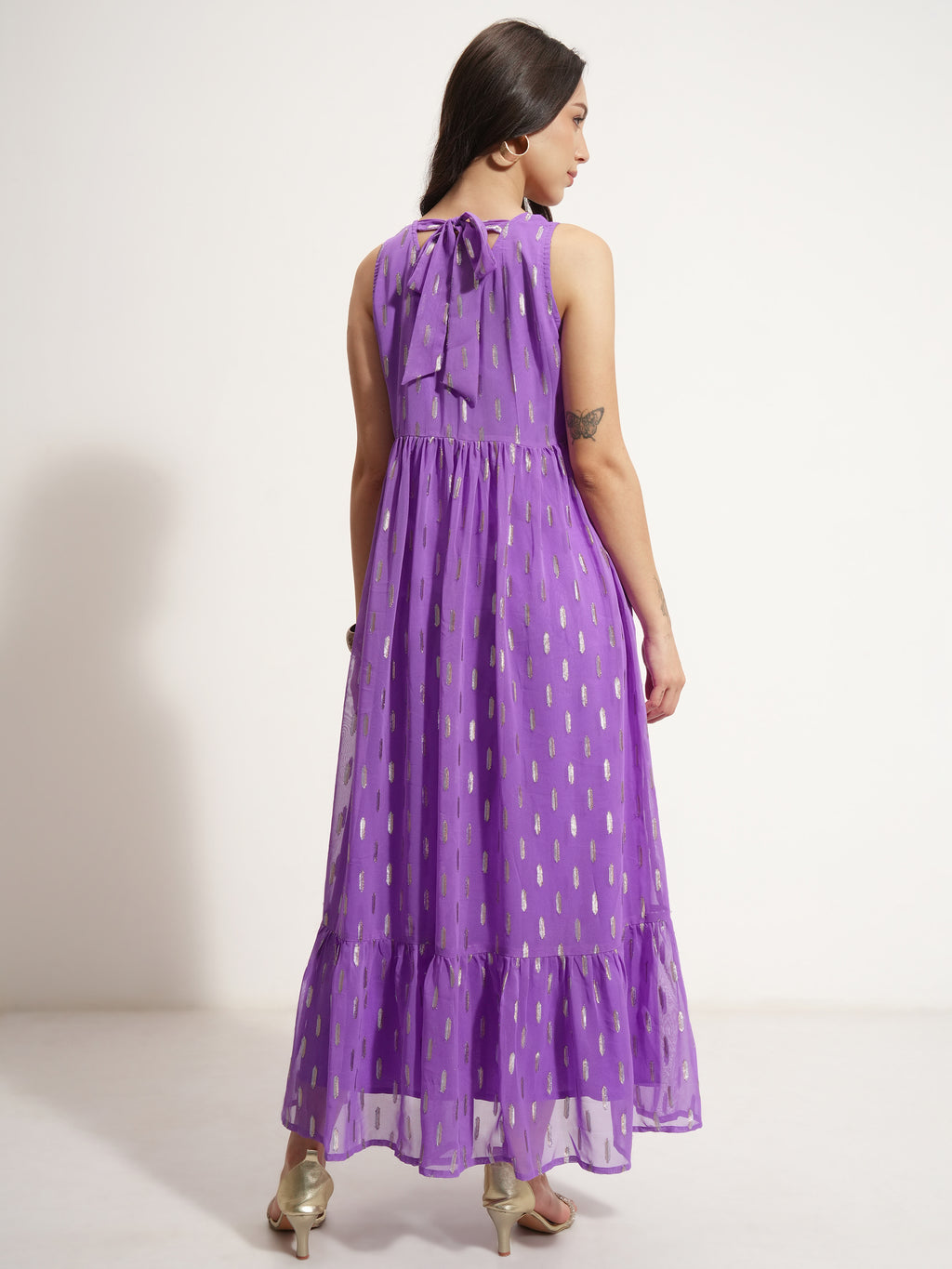 Vishudh Women Lavender Embellished Maxi Dress - Lavender - Image 3