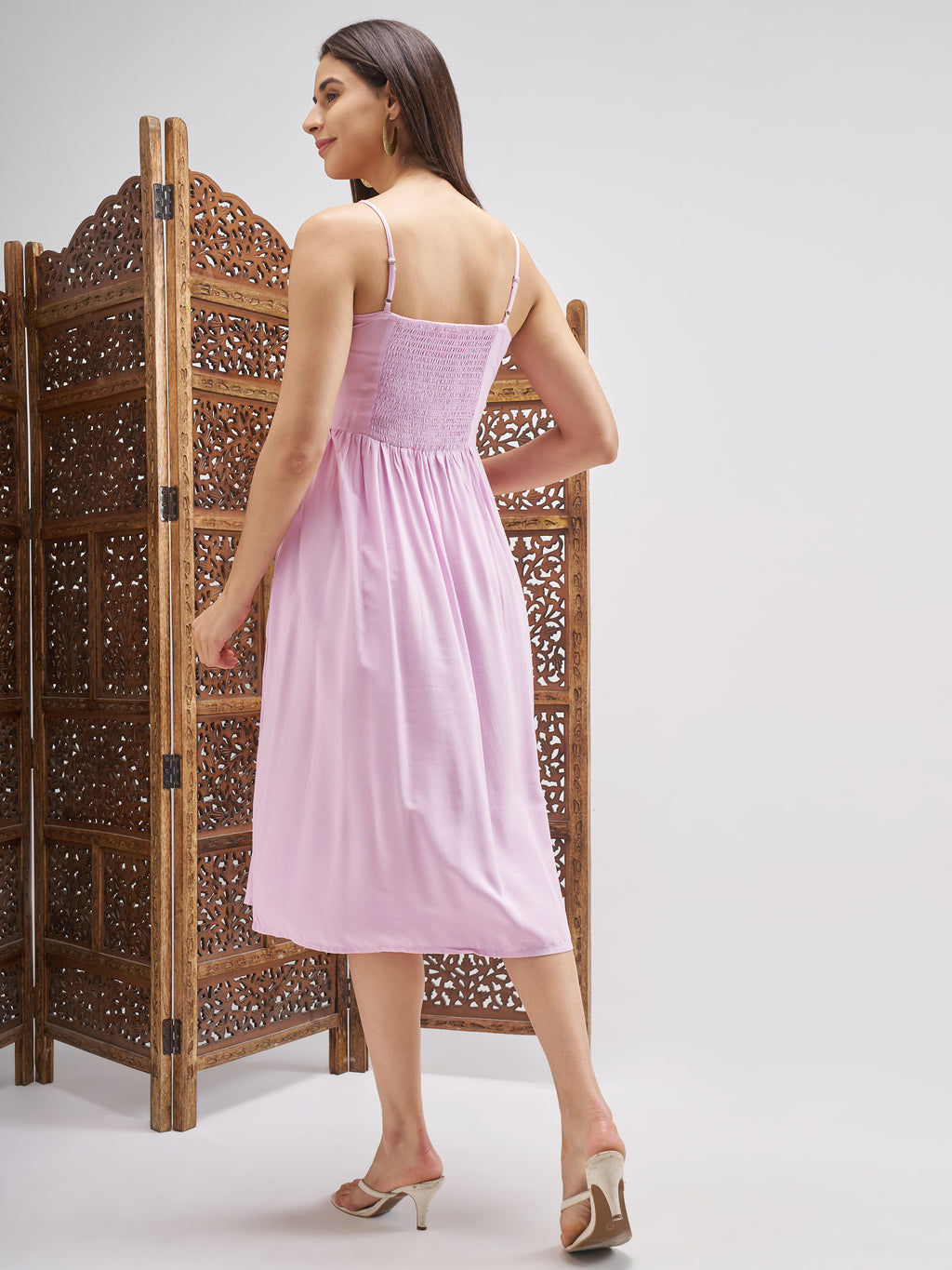 Vishudh Women Lilac Embroidered Fit and Flare Dress - Lilac - Image 3