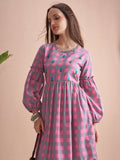 Vishudh Women Pink Checked Fit and Flare Dress - Pink - Image 1