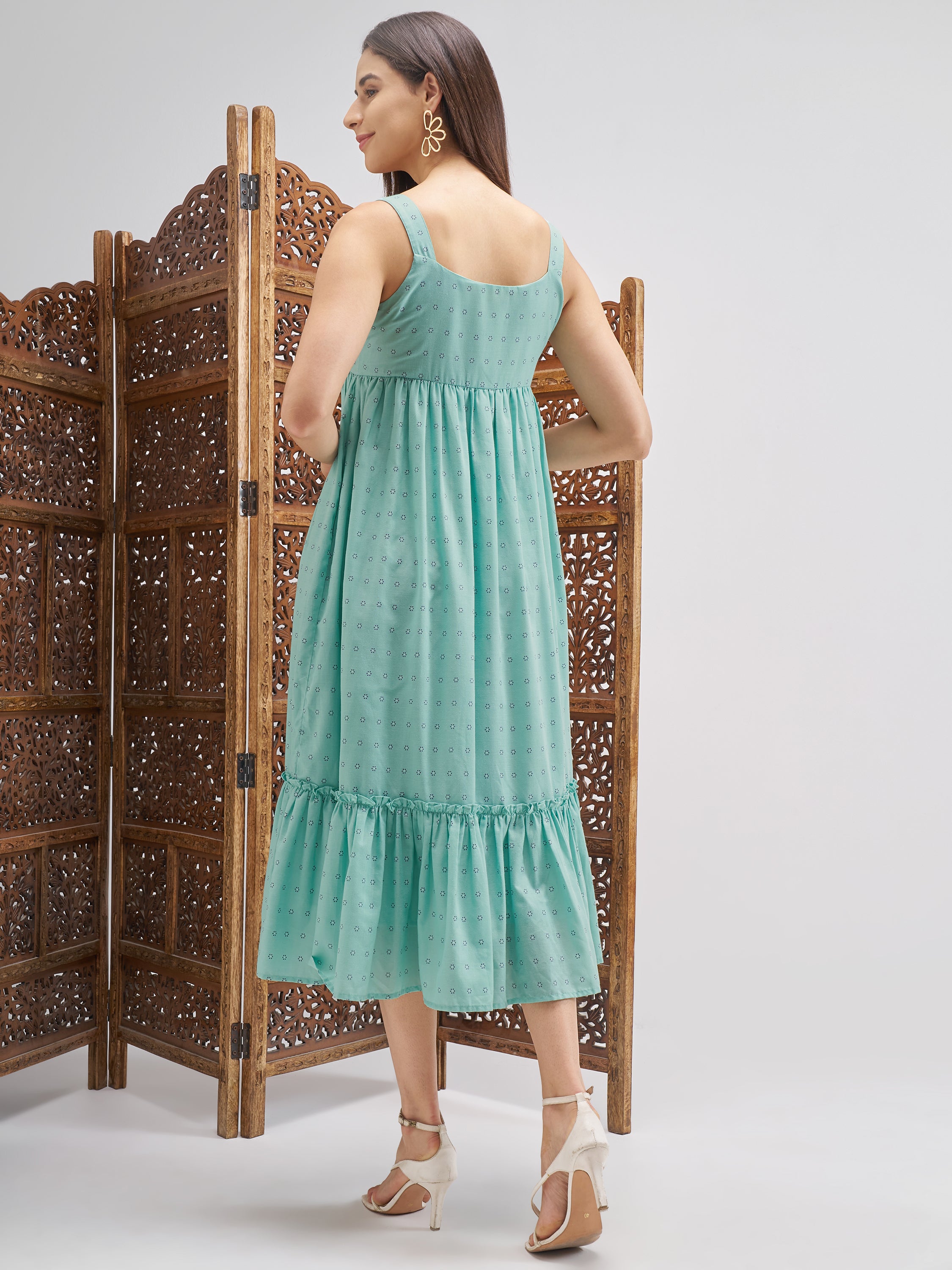 Vishudh Women Blue Printed Maxi Dress - Blue - Image 3