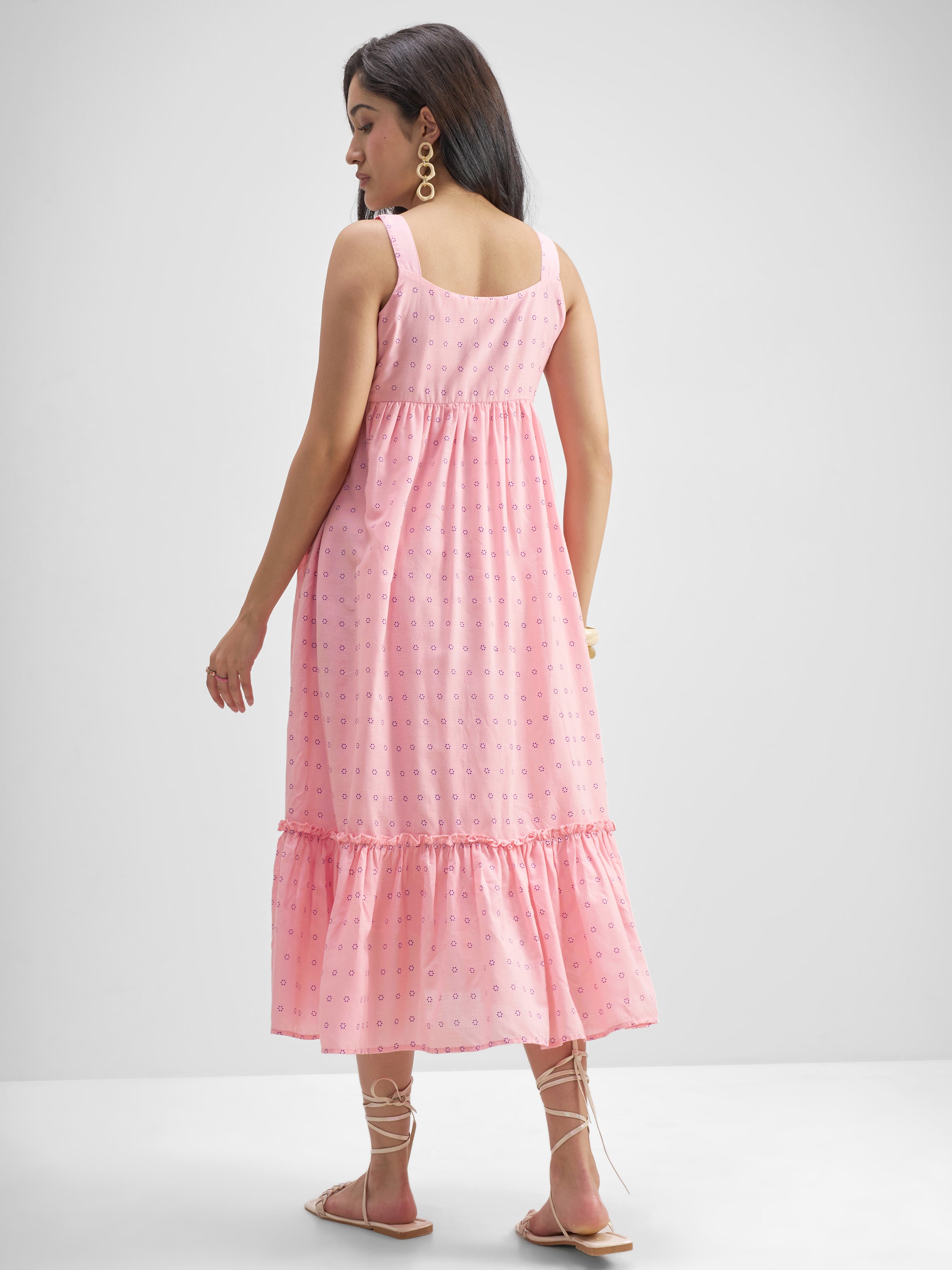 Vishudh Women Pink Embroidered Fit And Flare Dress - Pink - Image 3