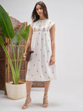 Vishudh Women Off White Embroidered Fit and Flare Dress - Off White - Image 1