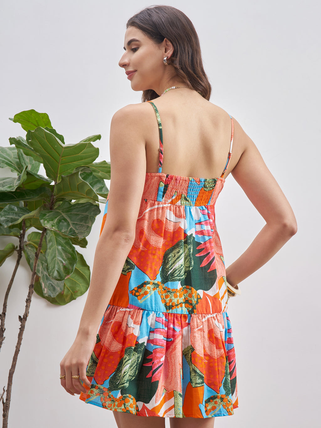 Vishudh Women Red Printed A-Line Dress - Red - Image 3