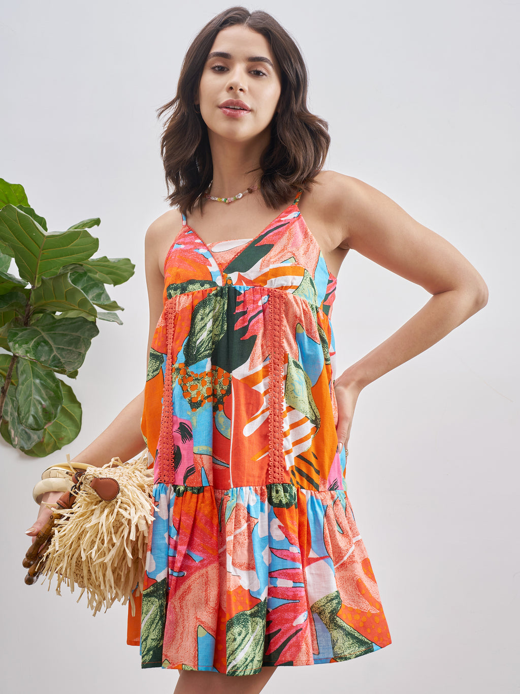 Vishudh Women Red Printed A-Line Dress - Red - Image 4