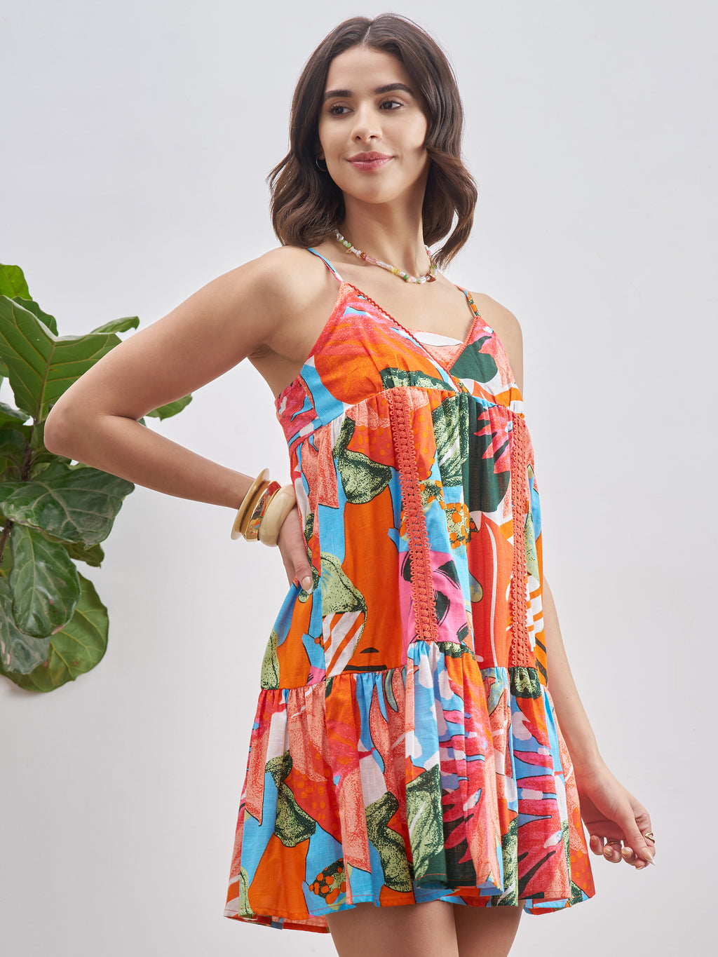 Vishudh Women Red Printed A-Line Dress - Red - Image 6
