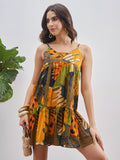Vishudh Women Yellow Printed A-Line Dress - Yellow - Image 1