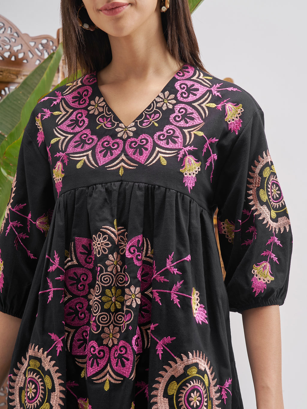 Vishudh Women Black Printed Fit and Flare Dress - Black - Image 5