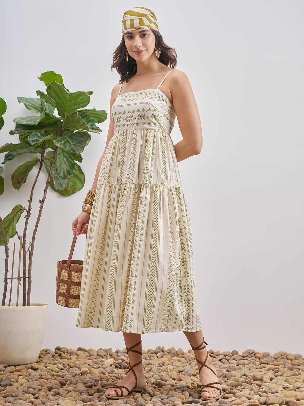 Vishudh Women White Self Design A-Line Dress - White - Image 1
