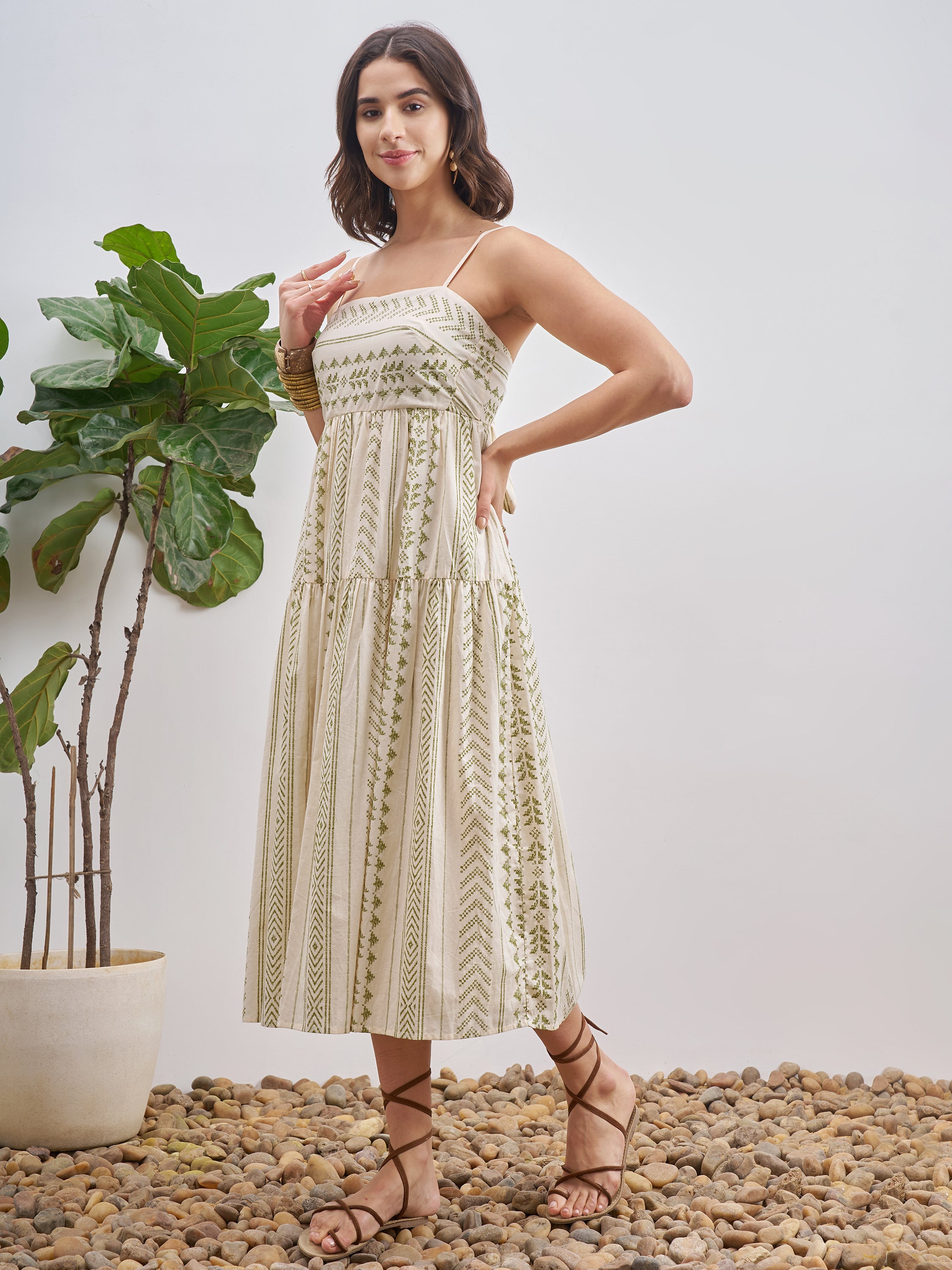 Vishudh Women White Self Design A-Line Dress - White - Image 2