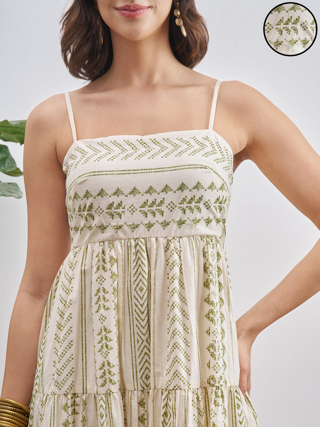 Vishudh Women White Self Design A-Line Dress - White - Image 5