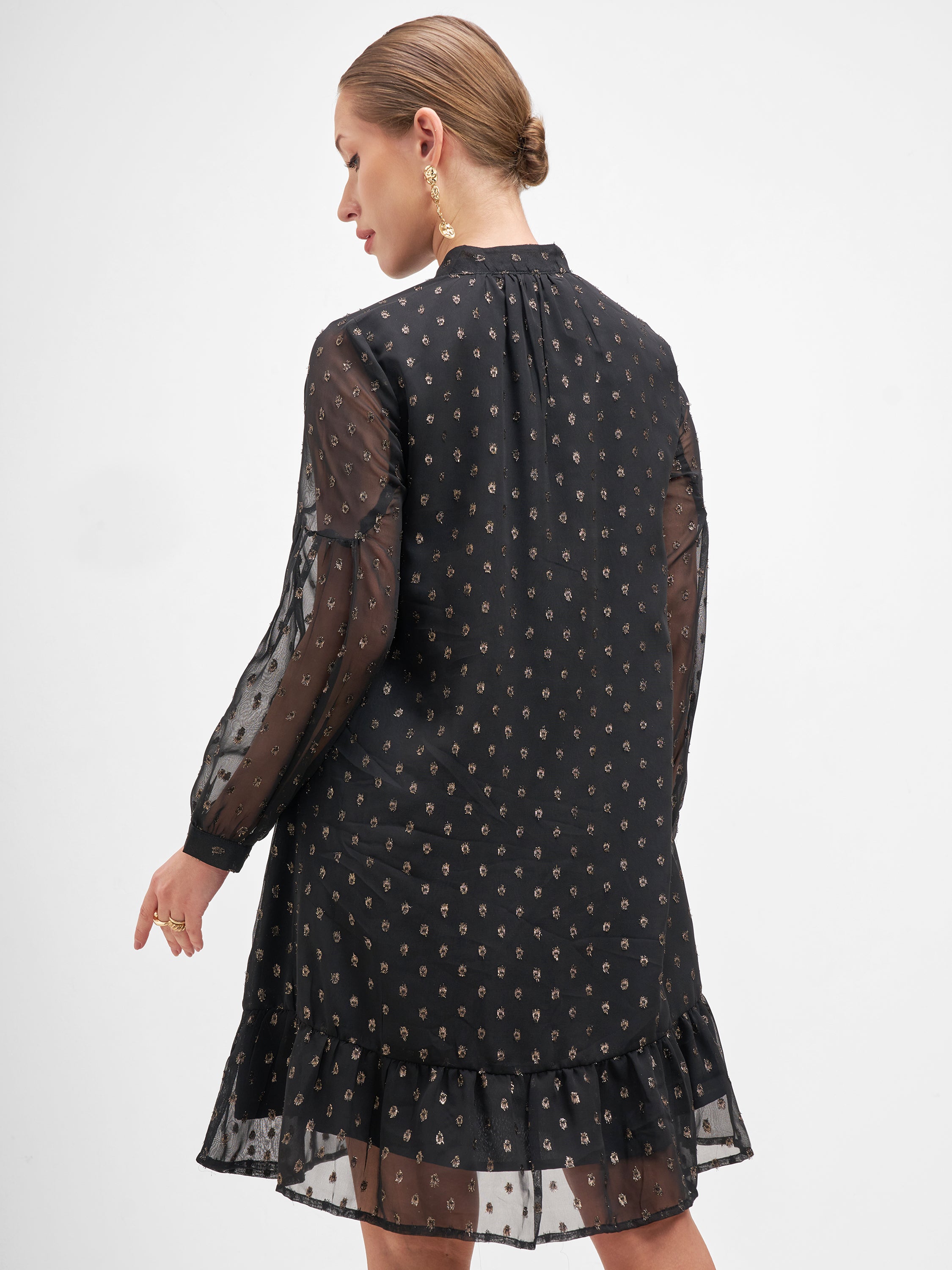 Vishudh Women Black Embellished A-Line Dress - Black - Image 3