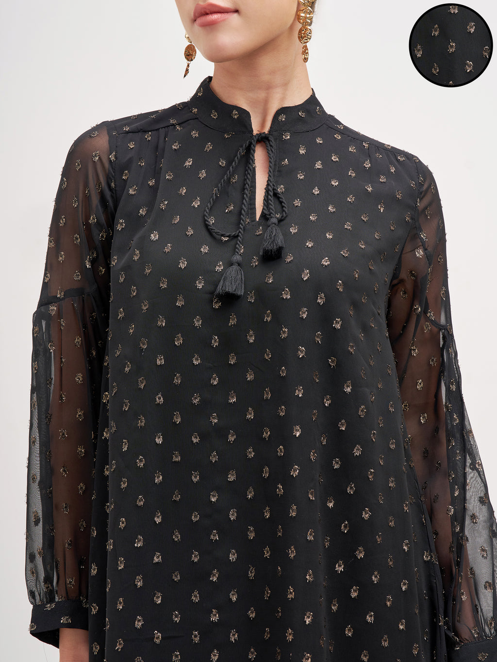 Vishudh Women Black Embellished A-Line Dress - Black - Image 5