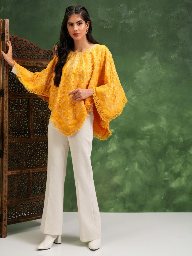 Vishudh Women Yellow Embroidered Top - Yellow - Image 2