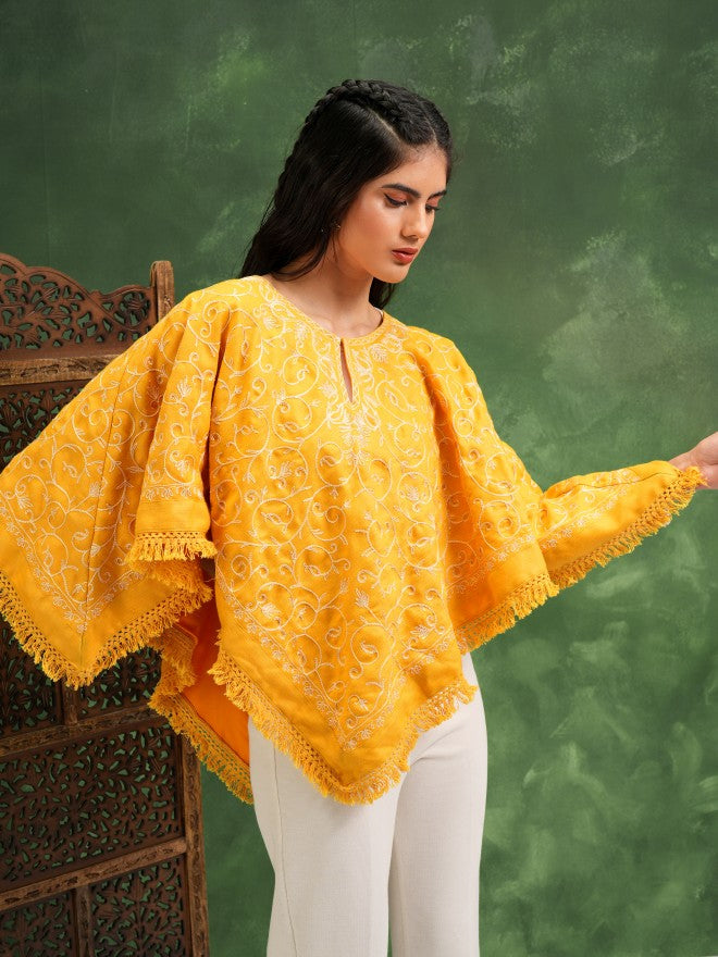 Vishudh Women Yellow Embroidered Top - Yellow - Image 6