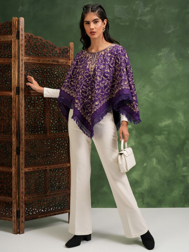 Vishudh Women Purple Embroidered Top - Purple - Image 2