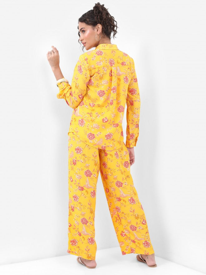 Vishudh Women Yellow Printed Shirt With Printed Trouser - Yellow - Image 3