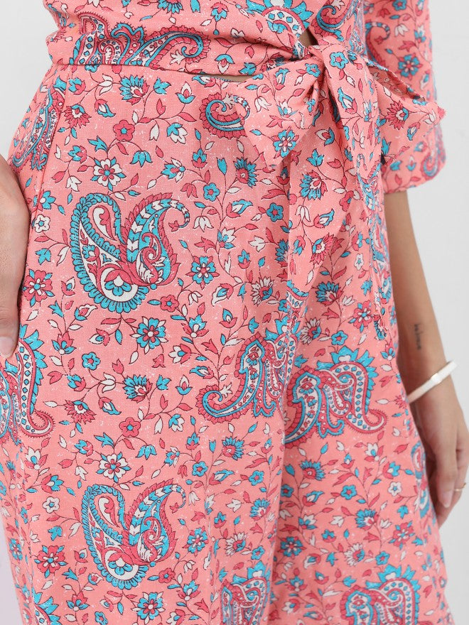 Vishudh Women Peach Top With Palazzo - Peach - Image 6