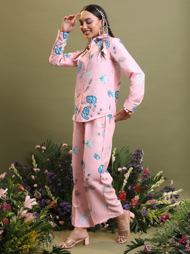 Vishudh Women Pink Shirt With Trouser - Pink - Image 4