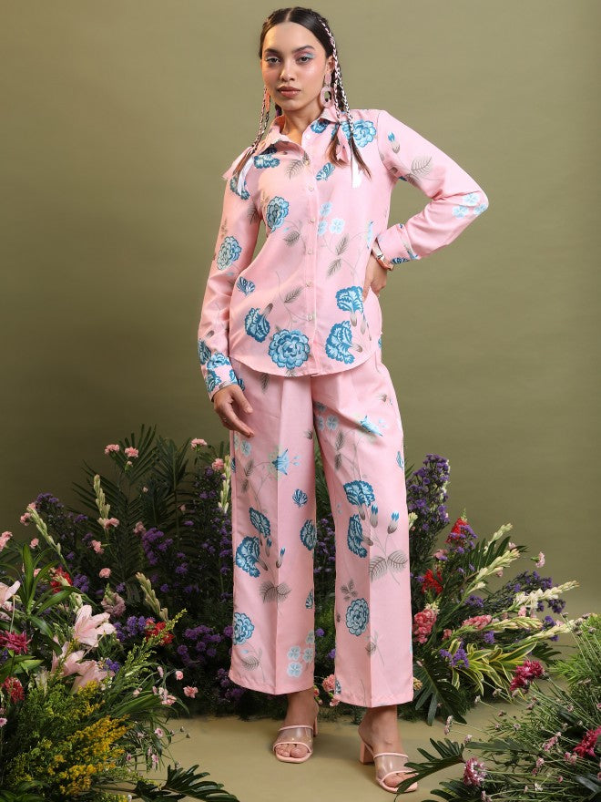Vishudh Women Pink Shirt With Trouser - Pink - Image 6