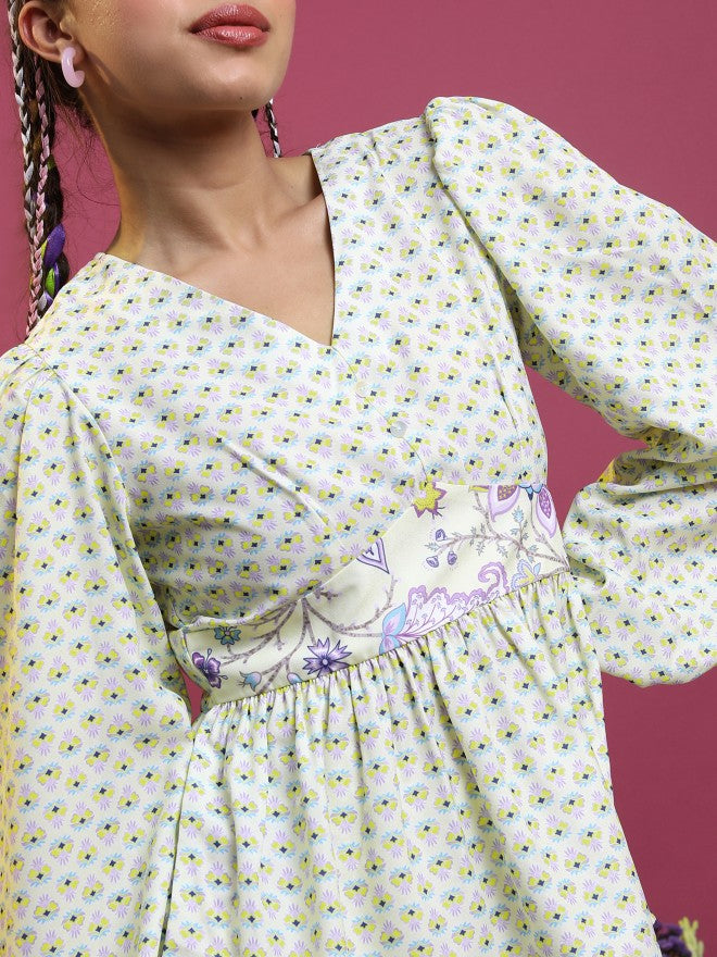 Vishudh Women Lime Green Top With Palazzo - Green - Image 5